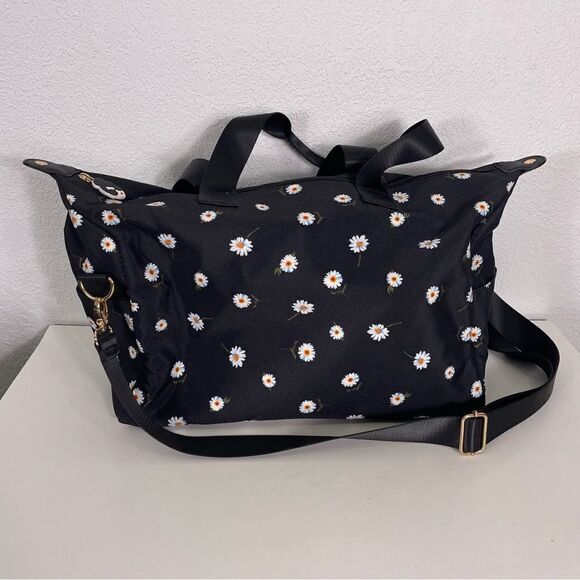 Alice + Olivia Black with White Daisy Print Duffle Bag - Picture 1 of 6